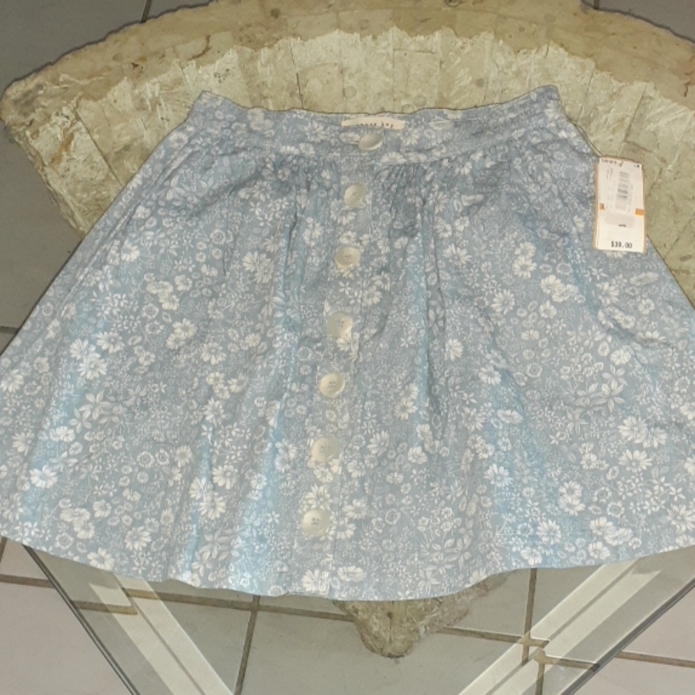 Copper Key Floral Denim Skirt